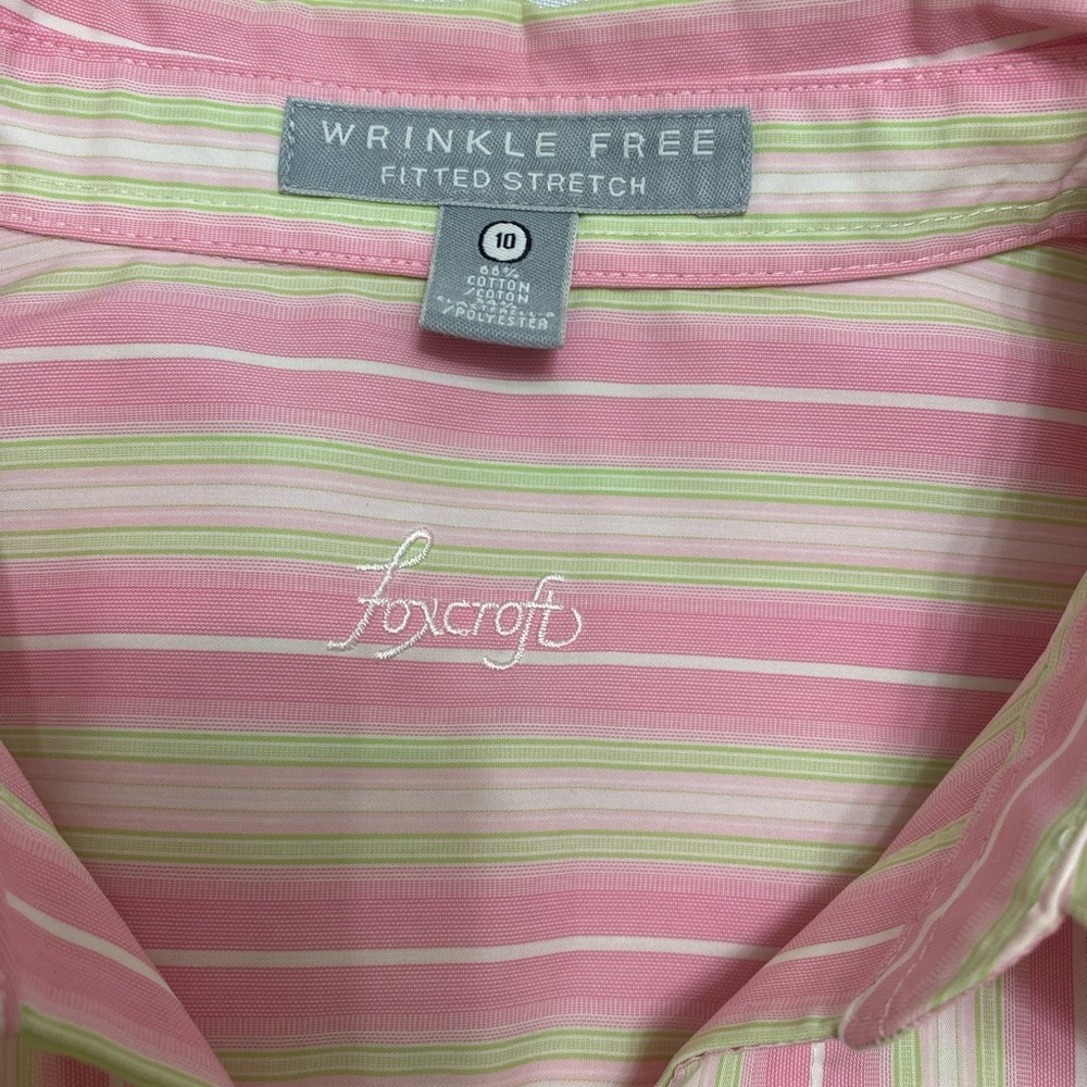 Foxcroft Non-Iron fitted stretch striped button up shirt Size 10 - Picture 11 of 15